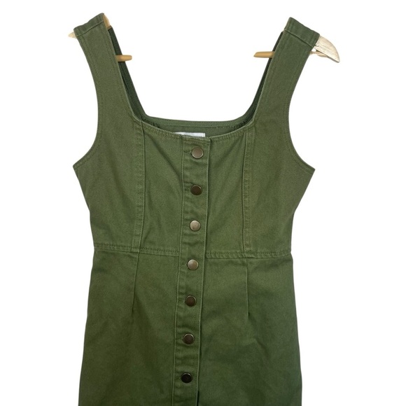 Urban Outfitters Denim Fitted Button Front Mini Dress in Army Green Size 4 - Picture 9 of 14